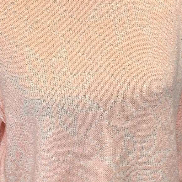 YOU SAY (by Nuggets) Vintage 80's Turtleneck Sweater Snowflake Pink/White-S/M - Picture 3 of 6